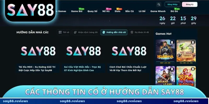 Các thông tin có ở hướng dẫn Say88
